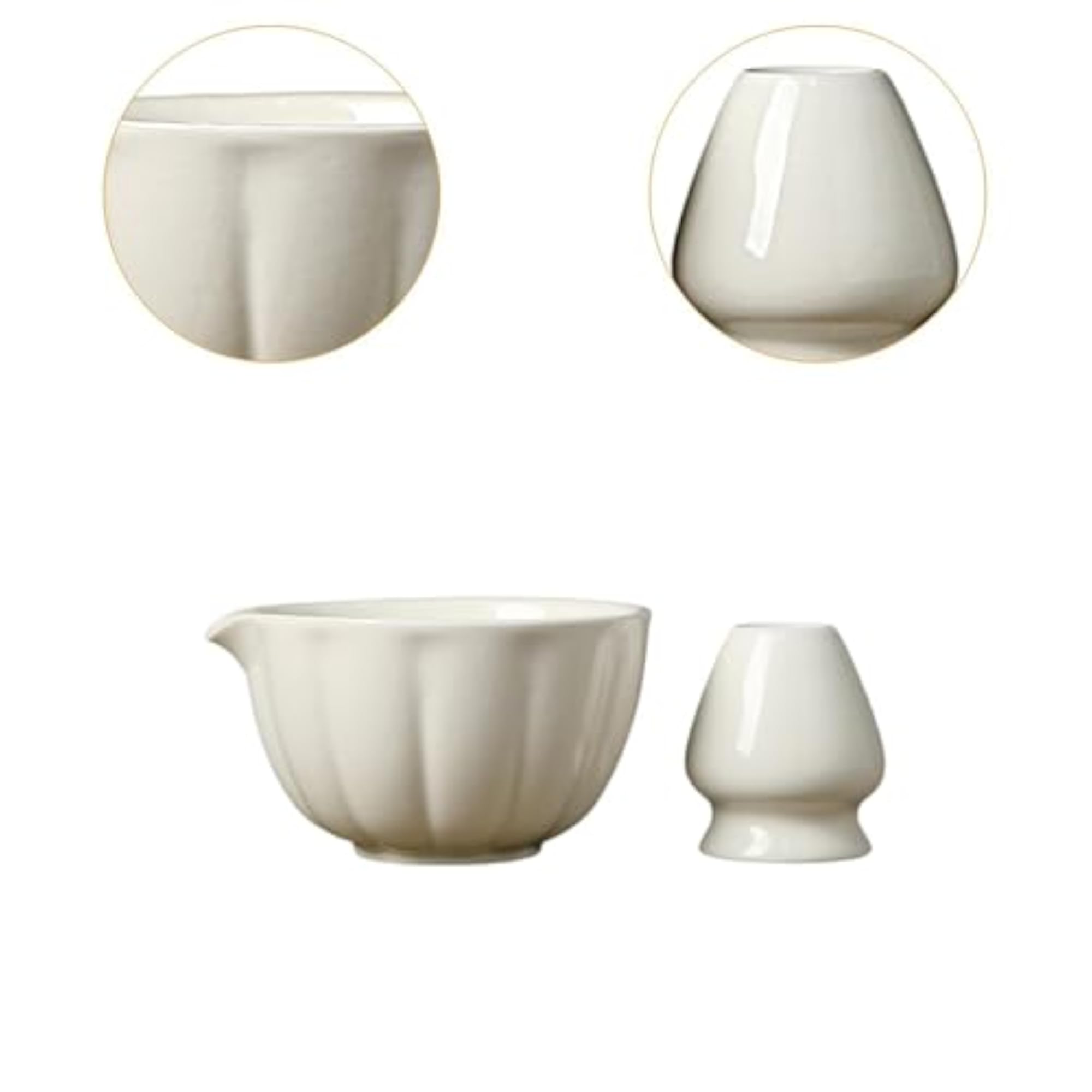 Ceramic Matcha Bowl for Japanese Preparation, White