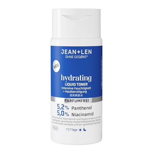 Jean & Len Tónico Líquido Hidratante, apto para todo tipo de pieles, especialmente suave con el microbioma cutáneo, preparación ideal para el cuidado posterior de la piel, sin perfume, vegano, 150 ml