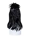 GEAGLE Gothic Bride Black Wig with Bangs Short Fluffy Wavy Cosplay Wigs Halloween Costume Accessories Women