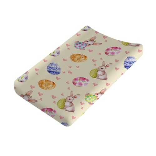 Easter Eggs Rabbit Bunny Changing Pad Cover for Infant Boys Girls Baby Changing Table Cover Snug Fitted Changing Mat Sheet Cover Rabbit