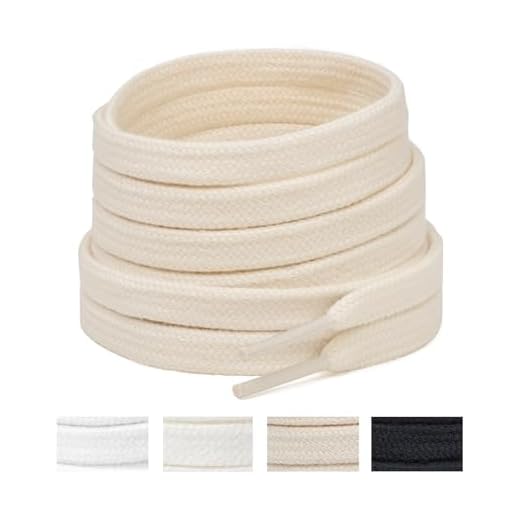 Handshop Wide Flat Athletic Shoelaces 5/16"(2 Pair) - Shoe Laces for Sneakers and Casual Shoes Replacements Beige 47 inch (120cm)