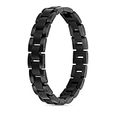 BOBO BIRD Men's Bracelet, Wood & Stainless Steel Combined Wooden Bangle Jewelry, 8.46 inch Length, Jewelry Clasp (Black)