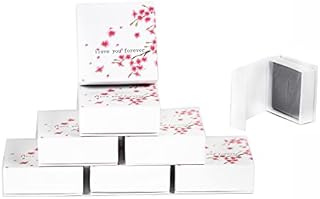 jewellery box, 8pcs carboard jewellery boxes, earring boxes, ring box, kraft boxes, jewelry packaging, Magnetic Closure tree flower Printed earrings boxes for jewelry gift, 6x6x2.3cm (plum earrings)
