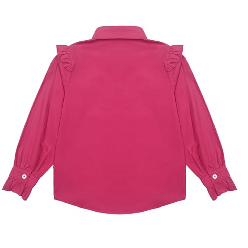 Image of Girls Short Sleeve Button Down Shirts Ruffle School Uniform Crop Tops Peter Pan Collar Plaid Blouse 4-13Y