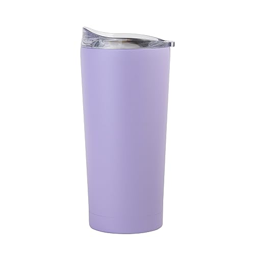 Image of Logo Brands 20 oz Powder Coat Tumbler- Insulated Tumbler with Lid for Water, Iced Tea or Coffee, Smoothie and More