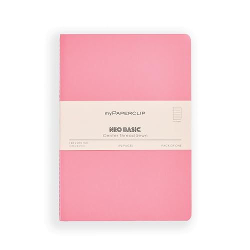 Image of myPAPERCLIP NeoBasic A5 Ruled Notebook | 192 Pages, 80 GSM, 250 GSM Soft Cover, A5 (5.83 x 8.27 in) | Pink