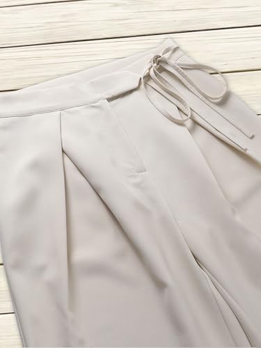 Women's Wide Leg Palazzo Pants Summer High Waist Flowy Front Strap Pants Casual Loose Trousers Business Beach4