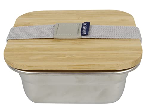 Birambeau - Utensilios de Cocina - Cajas de acero inoxidable para alimentos Herméticos Tapa Bambú 400 ml - Ideal Conservación