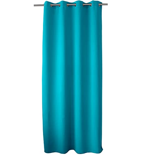 ED ENJOY HOME Rideau Occultant avec Œillets argentés, Bleu Turquoise, 140x240cm, 100% Polyester, Tissu Certifié Oeko-TEX, Collection Réglisse