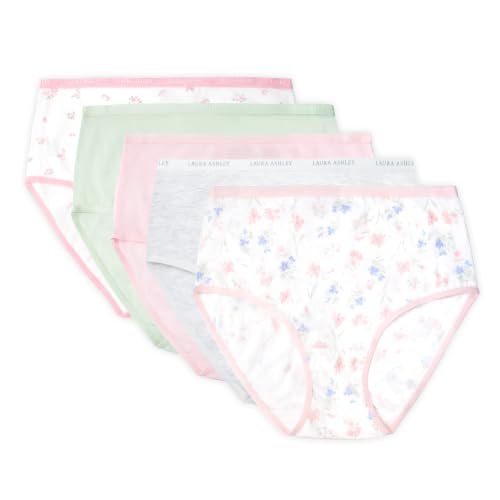Image of Laura Ashley Women's Cotton Brief Underwear Set, High-Waisted Panties for Women, 5-Pack