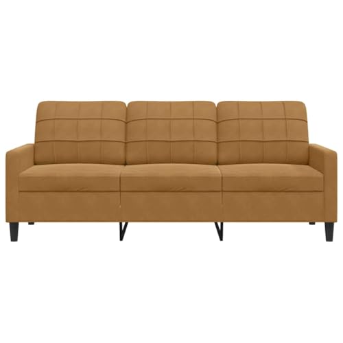 Sofá de 3 plazas marrón de terciopelo de 180 cm con elegante acabado y base metálica 5