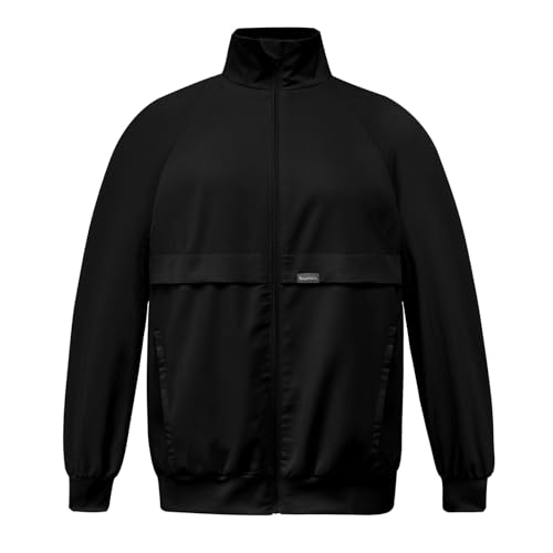 VIAOLI Scrub Jackets for Women Long Sleeve Zip Front Coat Side Pocket Soft Stretch Nurse Jacket Lapel Track Jacket (Black,XS,X-Small)