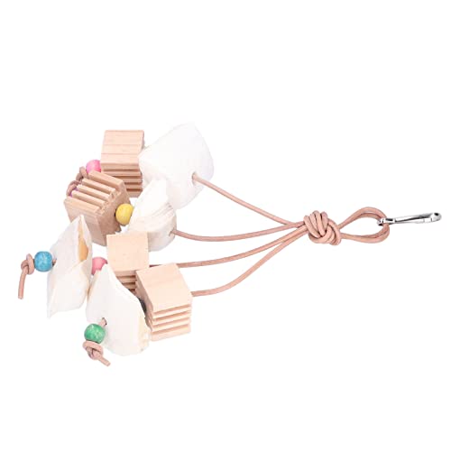 Conjunto de brinquedos para mastigar papagaio com tronco, osso de choco e corda de couro para moagem