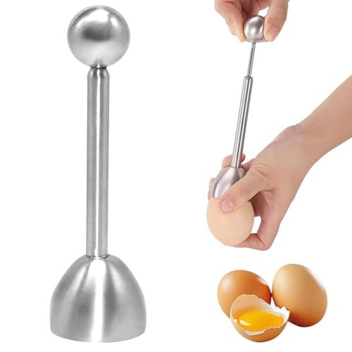 Lot de 2 ouvre-œufs avec boule, en acier inoxydable, super gain de temps, diamètre 38 mm, pour les œufs mous et durs ou crus
