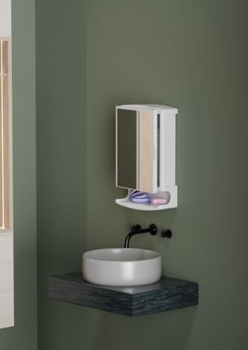 Image of Lucios Stainless Steel Bathroom Cabinet with Mirror, Wall Mounted Medicine Cabinet for Bathroom Storage, Rustproof & Waterproof Design, Adjustable Shelves (Plastic, 12 * 21 Inch)