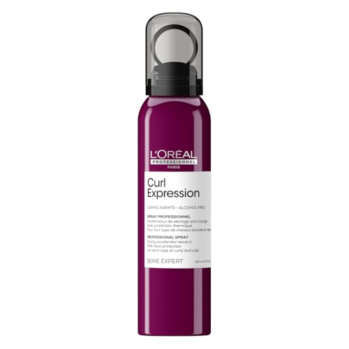 L'Oréal Professionnel Paris Spray Acceleratore dell'Asciugatura, Per Ridurre i Tempi di Asciugatura, Arricchito con Glicerina, Urea H e Semi di Ibisco, Serie Expert Curl Expression, 150 ml