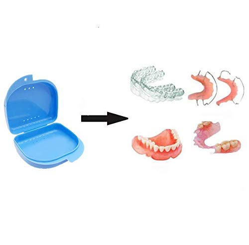 DNHCLL Pack of 4 Dentures Container False Tooth Locator with Air Vent Holes, Retainer Case Mouth Guard Case Orthodontic Denture Storage Container Carabiner Hook Portable and Easy To Travel 4