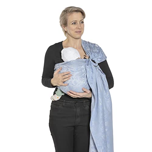 SCHMUSEWOLKE Ring Sling Baby-Tragetuch Hybrid - BIO-Baumwolle mit Leinen - Babysize Toddlersize Neugeborene und Kleinkinder - Design Fleur Provence