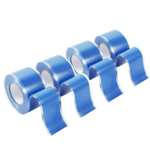 Image of Self Amalgamating Tape Self Fusing Silicone Rubber 1 In x 10 Ft 4 Rolls | Blue Silicone Tape, Waterproof, Heat Resistant,Non-Tacky, Emergency Repair of Leaking Hose Pipe And Electrical Sealing