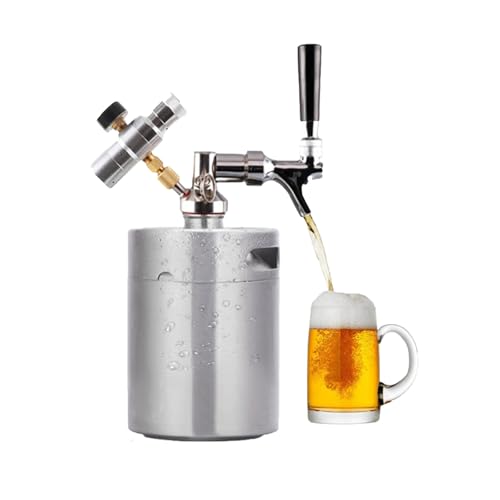 5 Liter Edelstahl Bierfass mit Wasserhahn, Mini Fass Growler mit Manometer, Edelstahl Druckfass Kit, Tragbares Growler Keg für Hausbrauerei Hält Getränk frisch und kohlensäurehaltig 5 Liter Edelstahl Bierfass mit Wasserhahn, Mini Fass Growler mit Manometer, Edelstahl Druckfass Kit, Tragbares Growler Keg für Hausbrauerei Hält Getränk frisch und kohlensäurehaltig