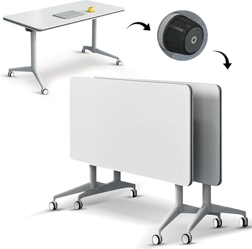 Mesa para Sala de conferencias, Mesa de conferencias abatible, Mesa de reuniones con Ruedas, Escritorio de computadora móvil, Mesa Plegable Grande con Ruedas modestas y bloqueables
