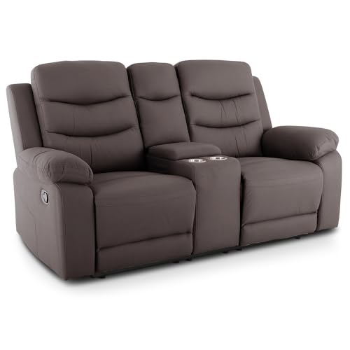 Raburg Kinosessel 2er-Fernsehsessel mit mechanischer Relax- & Liegefunktion, Easy-Lift, Getränkehalter, Snackfach, Komfortpolsterung, je Sitz 130 kg belastbar – Pixx, Mikrofaser|Anthrazit