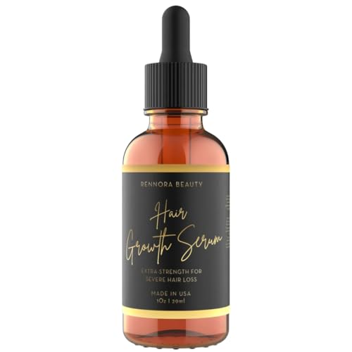 Rennora Extra-Strength Hair Growth Serum with Organic Herbs and Natural Vitamins Rosemary Oil Castor Oil Black Seed Amla and Ginseng No Chemicals Formulated for Fast Hair Regrowth