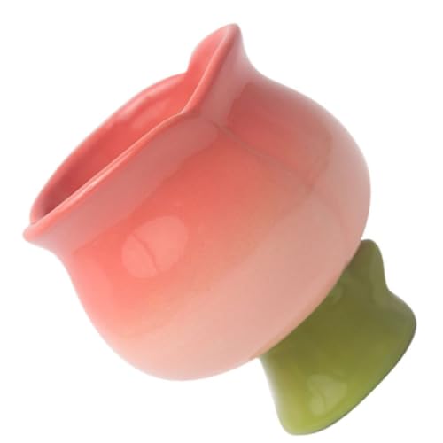 COOPHYA Taza de Cerámica Forma de Tulipán para Celebración Verano, Diseño Artístico Superficie Lisa y Uso Multifuncional, Adecuado para Postres y Café