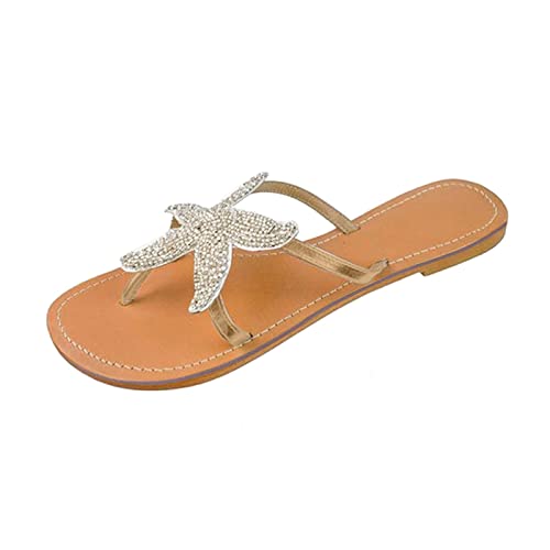 Womens Sandals, Women's Flat Beach Sandals Cute Starfish Sandals Clip Toe Flip Flops Comfortable Outdoor Travel Sandals Summer Slippers3