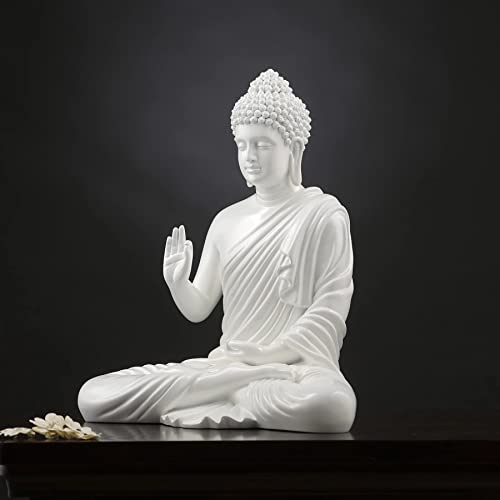 Image of Premium Marble Dust Buddha Statue 2 Feet Buddha Statue for Home Decor & Gifting | Buddha for Living Room Fiber & Marble dust Pure Glossy Finish (Glossy White)