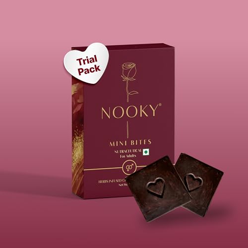 Image of NOOKY Mini Bites Mood-Enhancing Dark Chocolate for Men & Women | Vegan, Gluten-Free | Free Saucy Scratch Card | Pack of 1