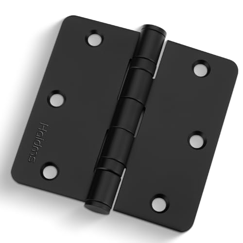 Haidms 3 Pack 3.5 Inch Matte Black Door Hinges with 1/4" Radius Corner