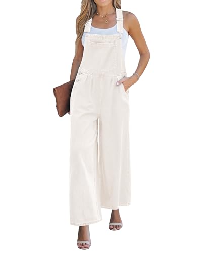 Image of luvamia Denim Overalls for Women Wide Leg One Piece Jean Jumpsuits Fashion Baggy Bib Overall Loose Fit Pleated Pockets