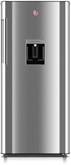 Hoover 195L Single Door Refrigerator With Water dispenser, Curved door design, Chiller Compartment, LED Lighting, Glass Shelves 1 Year Manufacturer Inox Finish – HSD-K195-S