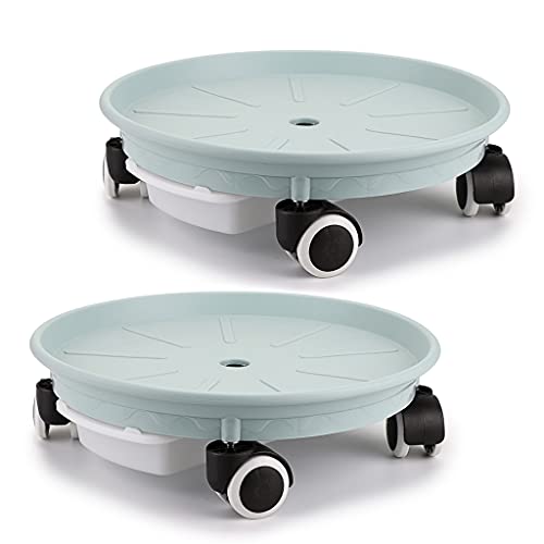 Skelang Support de Pot de Fleur a Roulette, Support pour Plante,Support Roulant Plantes 30,5cm, avec récipient d'eau pour Le Jardin, Le Patio, la Cour, la terrasse, capacité de Charge 60kg, Lot de 2 Cover