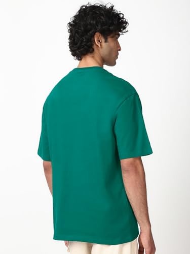 Image of Bewakoof Men's Cotton Solid Super Loose Fit Half Sleeve Round Neck T-Shirt | Casual Wear | Street Wear | Oversized t Shirt for Men Cotton| Baggy