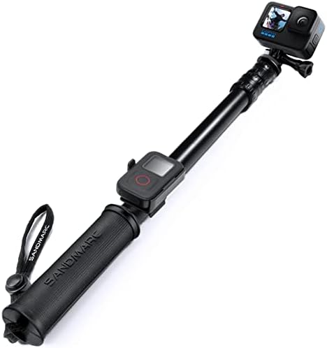 SANDMARC Pole - Black Edition: 17-40” Waterproof Extension Pole (Selfie Stick) for GoPro Hero 11, 10, 9, 8, Max, 7, 6, Session, 5, 4, 3 - with Remote Clip
