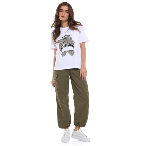 R&B Womens 425-0793WY011-1 Printed T-Shirt with Crew Neck and Short Sleeves 36 Ivory