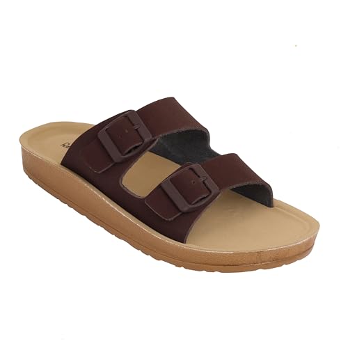 STYVORA Men's Dual-Strap Slip-On Sandals, Brown - Image 7