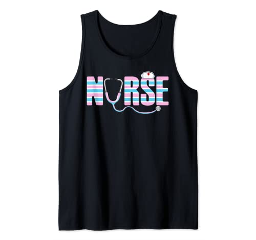 Nurse LGBT-Q Transgender Pride Trans Flag Color RN Nursing Tank Top