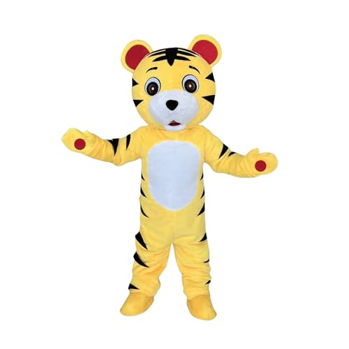 MASCOTSHOWS トラ 着ぐるみ 大人用, ポリエステル素材, フリーサイズ, イエロー・ブラック・ホワイト, 室内向けコスチューム