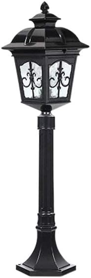 GUOCC Creative European Victoria Glass Lantern Street Post Light Aluminum 1-light Outdoor Waterproof Courtyard Villa Balcony Lawn Garden Retro Vintage Grass Lawn Lamp Pillar Garden Column Lamp Floor L