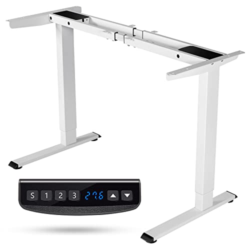 Image of COSTWAY Electric Sit Stand Desk Frame, Dual-Motor Height-Adjustable Standing Desk Base w / 3 Memory Positions & Touch Control Panel, Home Office Computer Desk Frame w /Hook & Cable Tray (White)