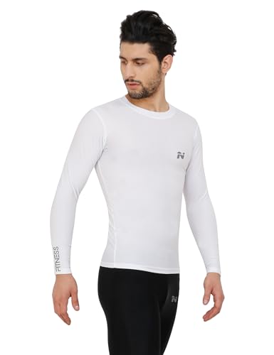 Image of NINQ Men's 1 Or 3 Pack Compression Shirts Long Sleeve, Base-Layer Quick Dry Workout T Shirts Sports,Gym, Running T-Shirt (Large, WHITE 2)