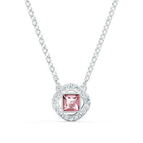 Swarovski Angelic Square, Pink Rhodium Plated Necklace