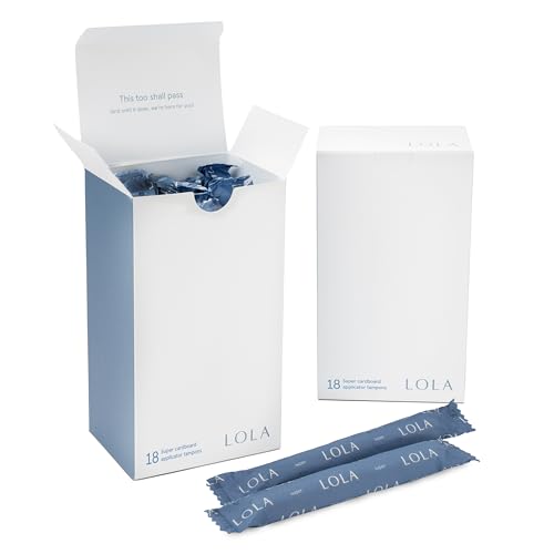 LOLA Tampones de algodón orgánico con aplicador de cartón, 36 unidades (2 paquetes de 18) – Tampones Super, productos de higiene femenina de período, productos aprobados por la HSA FSA Cuidado