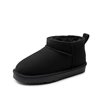 DREAM PAIRS Girls Boys Boots Kids Winter Ankle Faux Fur Lined Warm Snow Shoes Kid Short Boots for Little Kid/Big Kid,Size 5 Big Kid,Black,KKUMAB2502