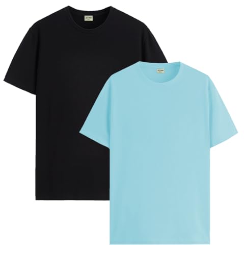 Image of ADRO Men's Cotton Regular Fit Combo Plain Solid T-Shirt Pack of 2