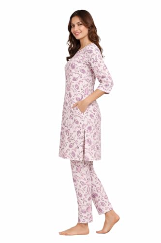 Image of Duchess Women's Pure Cotton Printed Long Length Night Suit Set
