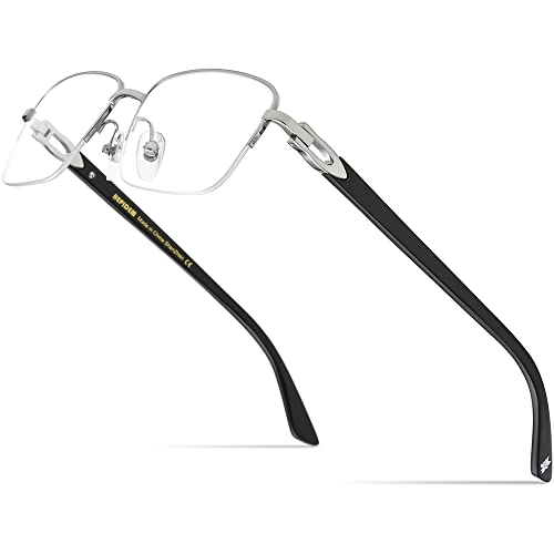 Image of HEPIDEM Really Buffalo Horn Handmade Glasses Frame Square Semi Rimless Buffs Eyeglasses